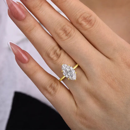 Majestic Bloom 3.0 Carat Marquise Cut Engagement Ring in Sterling Silver