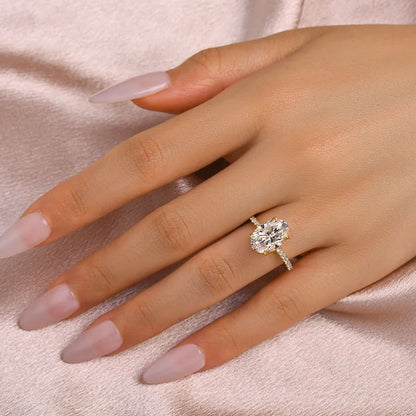 Majestic Bloom 4.0 Carat Oval Cut Engagement Ring in Sterling Silver