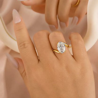 Moonlit Oath 2.0 Carat Oval Cut Engagement Ring in Sterling Silver