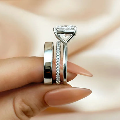 Dazzling Union 4.5ct Radiant Cut Wedding Set in Sterling Silver