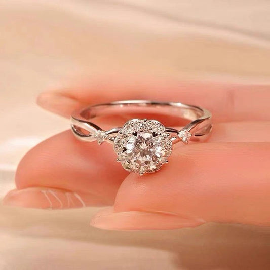 Vine Blossom 1CT Round Moissanite Solitaire Ring in Sterling Silver 925