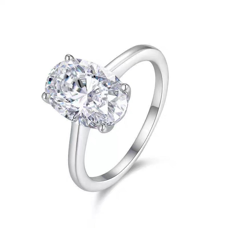 Bold Brilliance 4.5CT Oval Moissanite Solitaire Ring in Sterling Silver 925