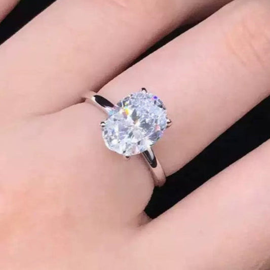 Bold Brilliance 4.5CT Oval Moissanite Solitaire Ring in Sterling Silver 925