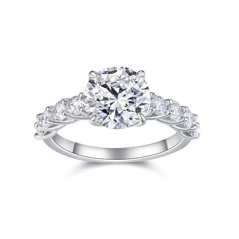 Timeless Sparkle 3CT Round Moissanite Solitaire Ring in Sterling Silver 925