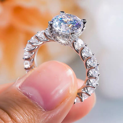 Timeless Sparkle 3CT Round Moissanite Solitaire Ring in Sterling Silver 925