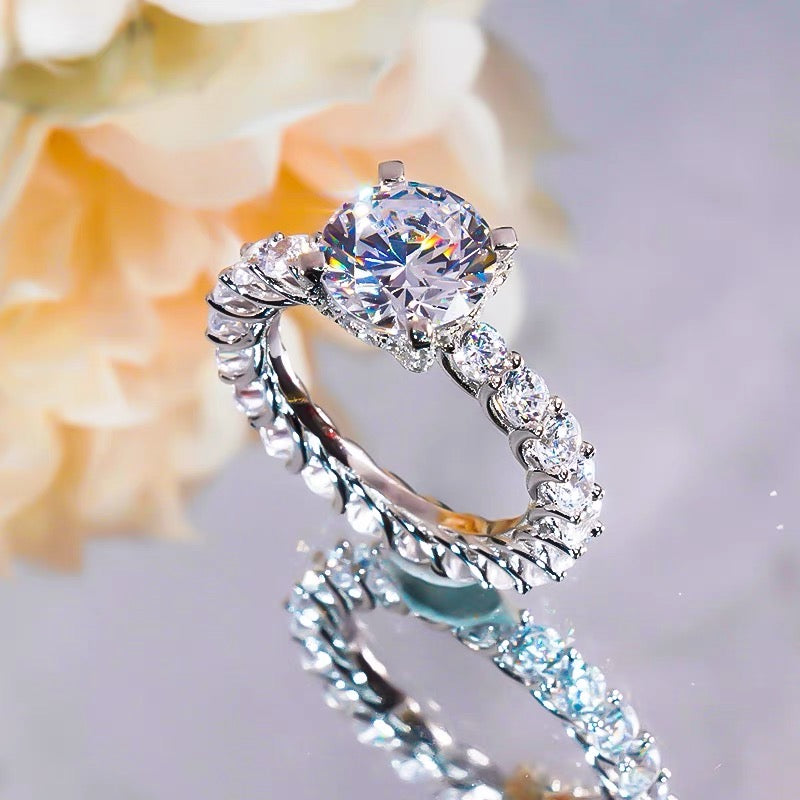 Timeless Sparkle 3CT Round Moissanite Solitaire Ring in Sterling Silver 925