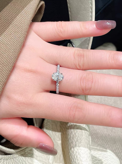Graceful Oval 4CT Moissanite Solitaire Ring in Sterling Silver 925