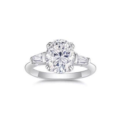 Lustrous Oval 3CT Moissanite Solitaire Ring in Sterling Silver 925