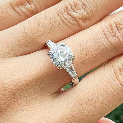Lustrous Oval 3CT Moissanite Solitaire Ring in Sterling Silver 925