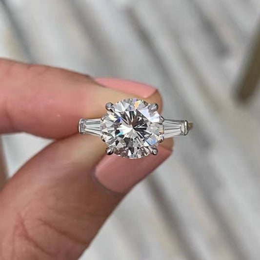 Lustrous Oval 3CT Moissanite Solitaire Ring in Sterling Silver 925