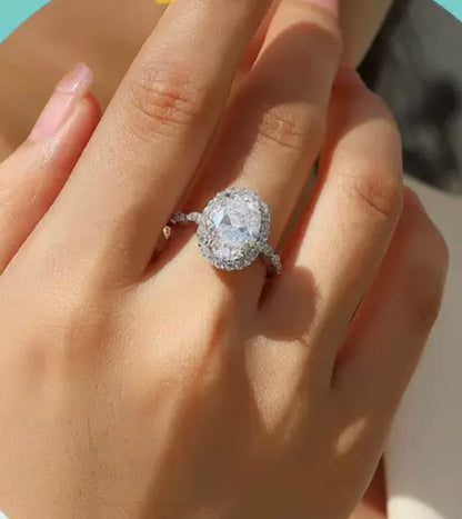 Moonlit Oval 4.5CT Moissanite Solitaire Ring in Sterling Silver 925