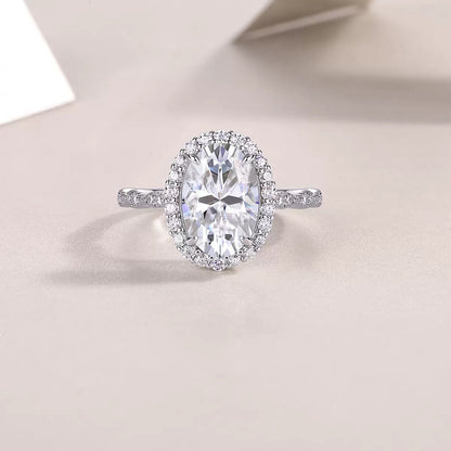Moonlit Oval 4.5CT Moissanite Solitaire Ring in Sterling Silver 925