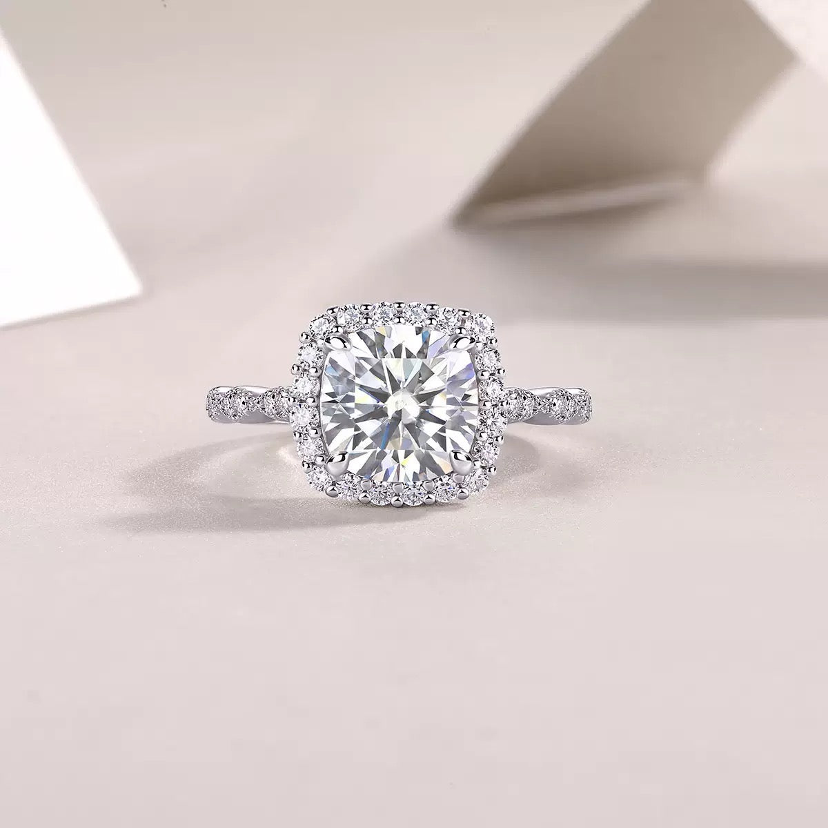 Gorgeous Asscher 3CT Moissanite Solitaire Ring in Sterling Silver 925