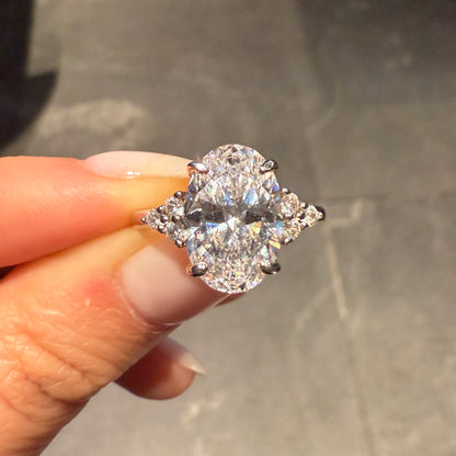 Ethereal Glow 3.0 Carat Oval Cut Engagement Ring in Sterling Silver