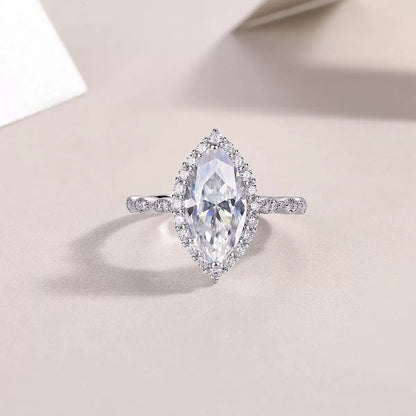 Heart's Mirror 3CT Marquise Moissanite Ring in Sterling Silver 925