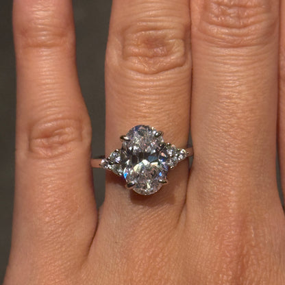 Ethereal Glow 3.0 Carat Oval Cut Engagement Ring in Sterling Silver