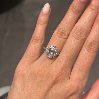 Ethereal Glow 3.0 Carat Oval Cut Engagement Ring in Sterling Silver