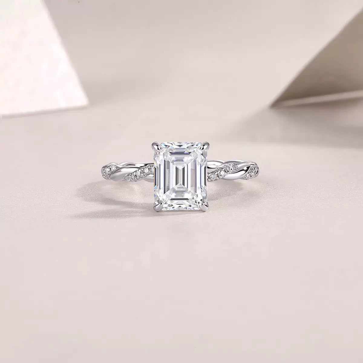 Lightchaser 4CT Radiant-Cut Moissanite Ring in Sterling Silver 925