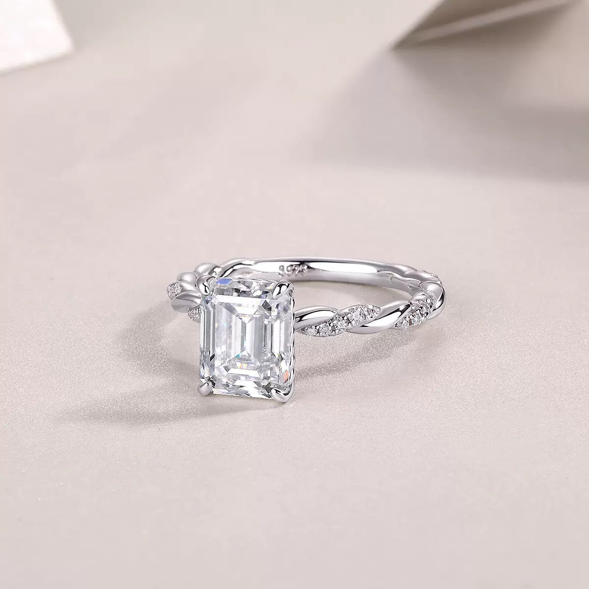 Lightchaser 4CT Radiant-Cut Moissanite Ring in Sterling Silver 925