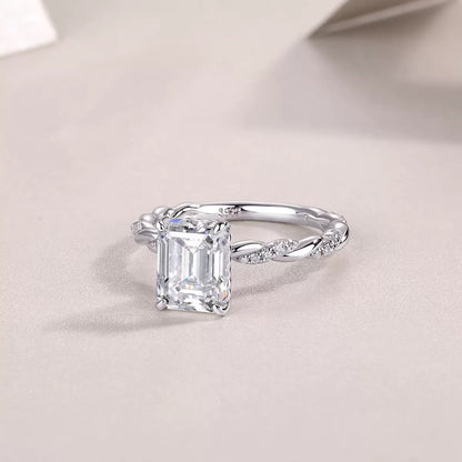 Lightchaser 4CT Radiant-Cut Moissanite Ring in Sterling Silver 925