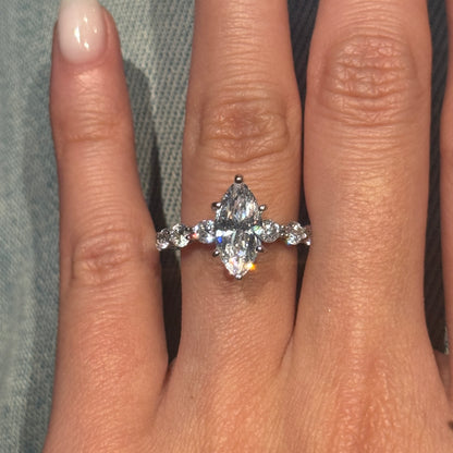 Regal 1.5ct Marquise Cut Engagement Ring for Women in Sterling Silver