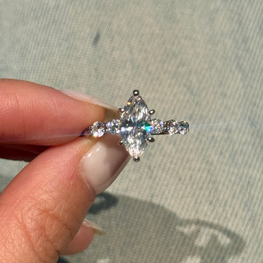 Regal 1.5ct Marquise Cut Engagement Ring for Women in Sterling Silver
