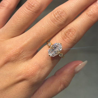 Eternal Glow 3.0 Carat Oval Cut Engagement Ring in Sterling Silver