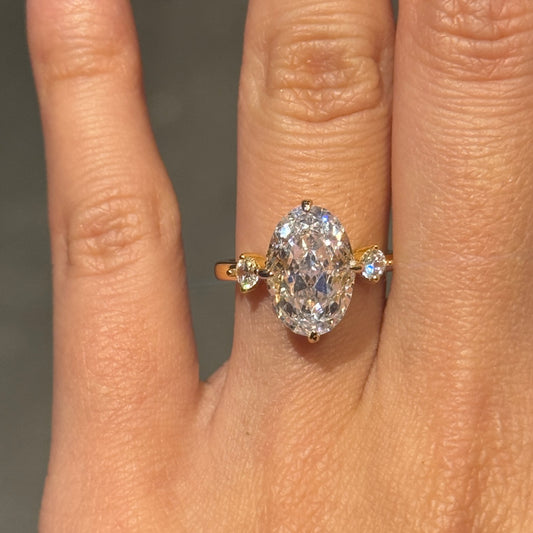 Eternal Glow 3.0 Carat Oval Cut Engagement Ring in Sterling Silver