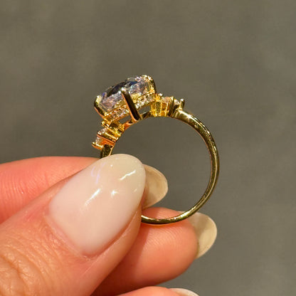 Eternal Glow 3.0 Carat Oval Cut Engagement Ring in Sterling Silver