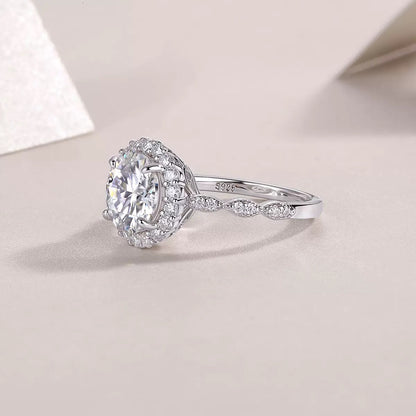 Stellar Spark 3CT Round Moissanite Ring in Sterling Silver 925