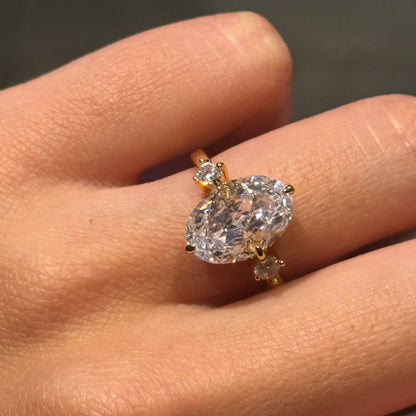 Eternal Glow 3.0 Carat Oval Cut Engagement Ring in Sterling Silver