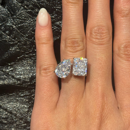 Regal 4.0ct Pear & Radiant Cut Engagement Ring for Women in Sterling Silver