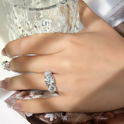 Regal 4.0 Carat Round Cut 3-Piece Wedding Ring Set for Women in Sterling Silver