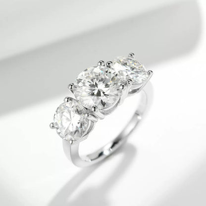 Three Lifetimes Lucky 3CT Round Moissanite Engagement Ring in Sterling Silver 925
