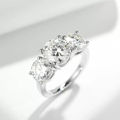 Regal 4.0 Carat Round Cut 3-Piece Wedding Ring Set for Women in Sterling Silver