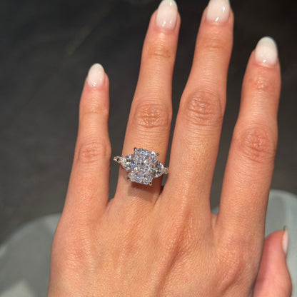 Opulent Spark 5.0 Carat Radiant Cut Engagement Ring in Sterling Silver