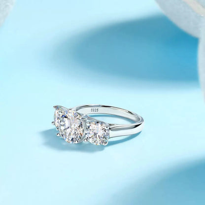 Regal 4.0 Carat Round Cut 3-Piece Wedding Ring Set for Women in Sterling Silver