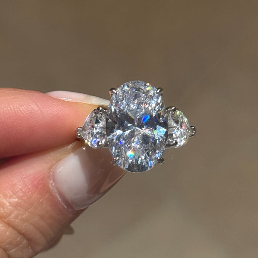 Luxe Splendor 6.0 Carat Oval Cut Engagement Ring in Sterling Silver