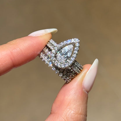 Stunning Marquise 1.5 Carat 3 - Piece Wedding Set in Sterling Silver