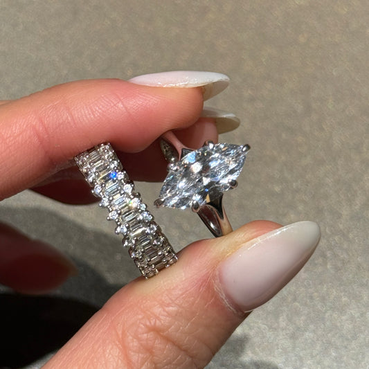 Elegant Allure 3.0 Carat Marquise Cut 3 - Piece Ring Set in Sterling Silver