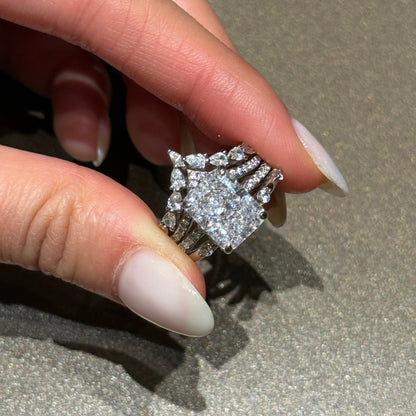 Classic Brilliance 4.0 Carat Radiant Cut 3-Piece Wedding Set in Sterling Silver