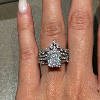 Classic Brilliance 4.0 Carat Radiant Cut 3-Piece Wedding Set in Sterling Silver