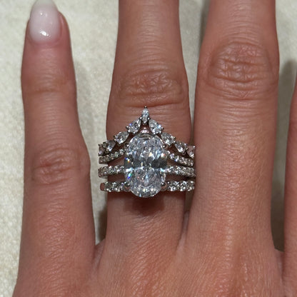 Stunning Elegance 4.0 Carat Oval Cut 3-Piece Wedding Set in Sterling Silver