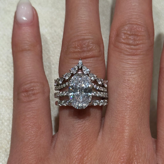 Stunning Elegance 4.0 Carat Oval Cut 3-Piece Wedding Set in Sterling Silver