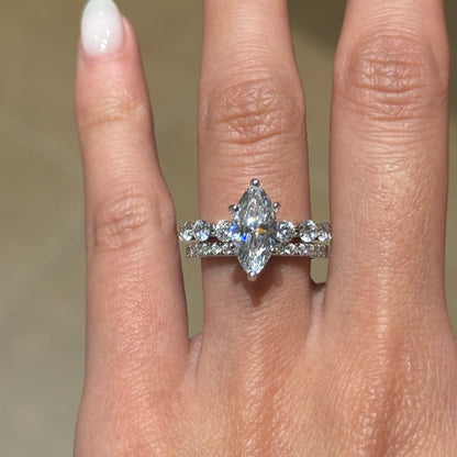 Timeless Radiance 1.5ct Marquise Cut 2-Piece Wedding Set in Sterling Silver
