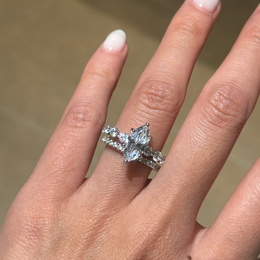 Timeless Radiance 1.5ct Marquise Cut 2-Piece Wedding Set in Sterling Silver