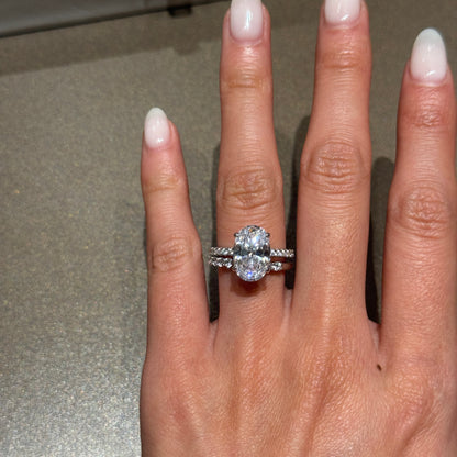Opulent Elegance 4.0 Carat Oval Cut 2-Piece Wedding Set in Sterling Silver