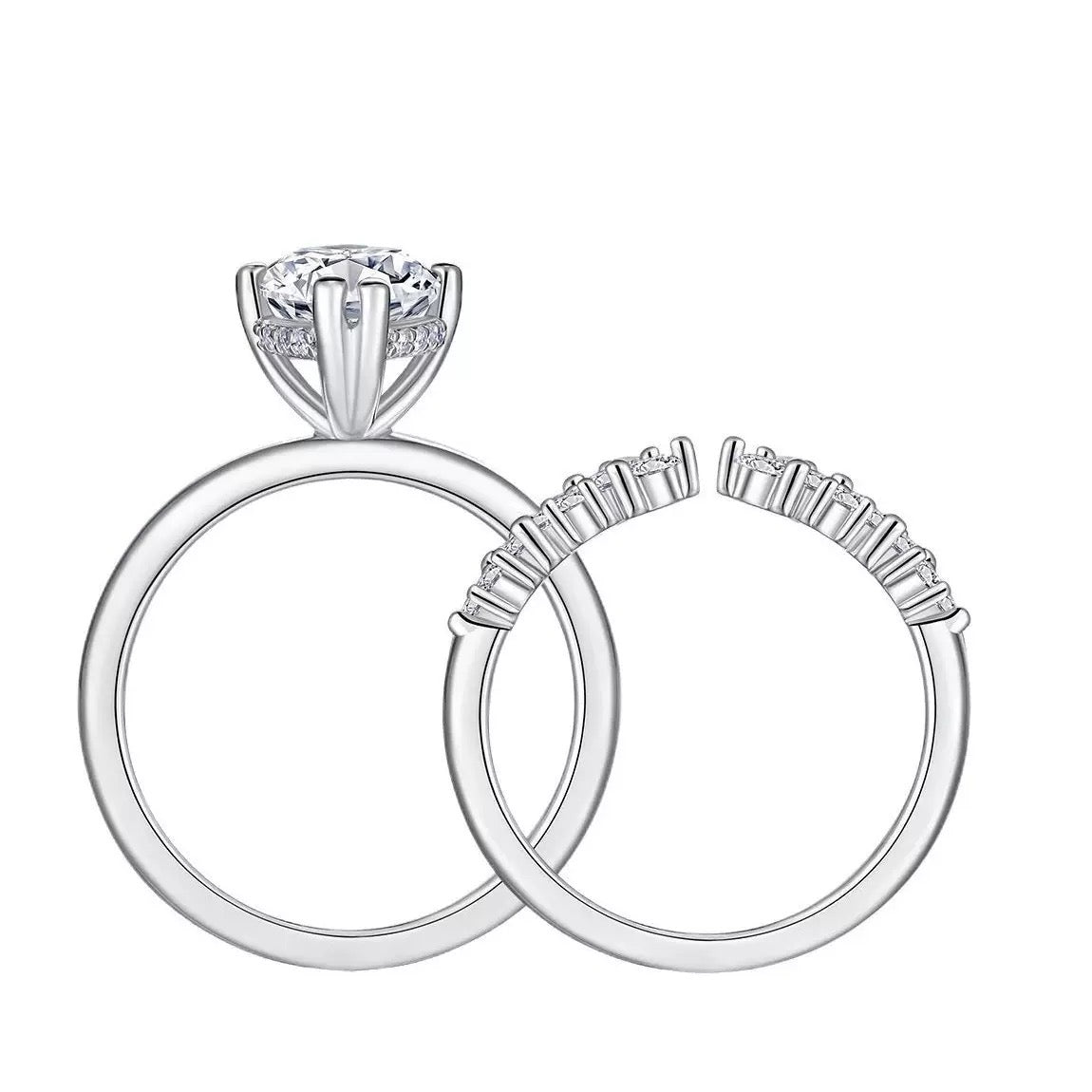 Stellar Gaze 3CT Marquise Moissanite Duo Ring Set in Sterling Silver 925