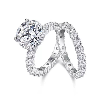 Eternal Vow 5CT Round Moissanite Duo Ring Set in Sterling Silver 925