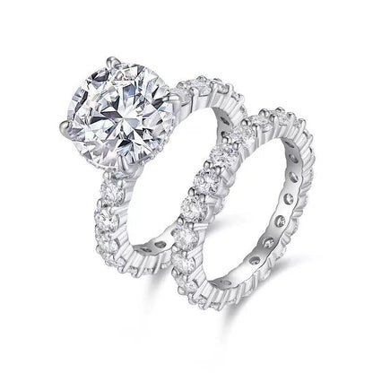 Eternal Vow 5CT Round Moissanite Duo Ring Set in Sterling Silver 925